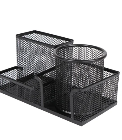 Desk Stationery Organizer Creative Metal Pen Holder Pencil File Storage Rack Storage Box Office Accessories Desktop Ornament 1