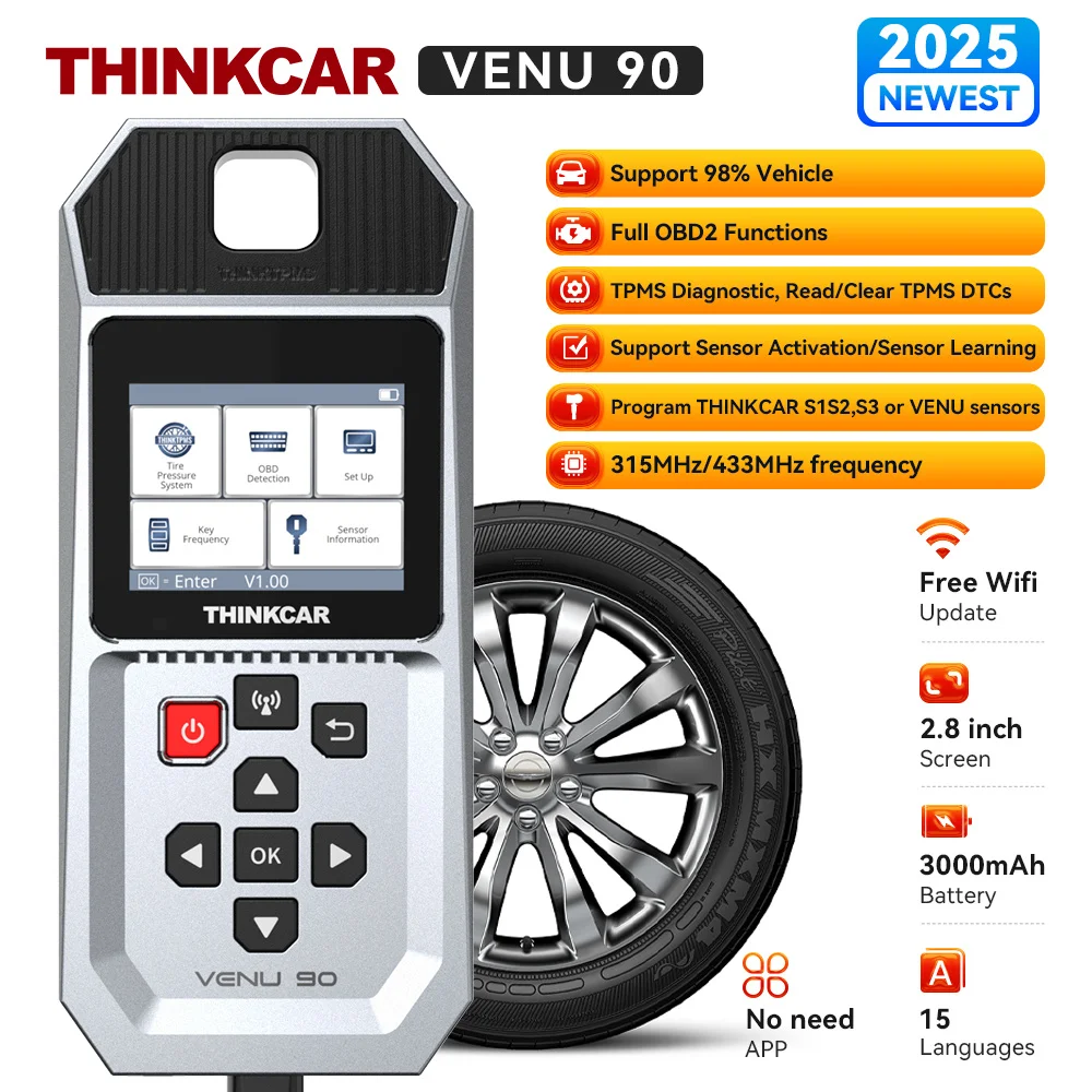 THINKCAR VENU 90 OBD Automotive Tire Pressure Monitoring Sensor TPMS Relearn Activation Programming Car TPMS Diagnostic Tools THINKCAR VENU 90 OBD Automotive Tire Pressure Monitoring Sensor TPMS Relearn Activation Programming Car TPMS Diagnostic Tools