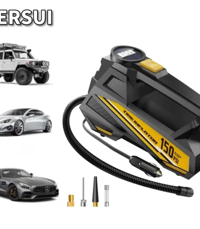 Corded Portable Car Air Pump Upgraded 12V 150PSI Electric Tire Inflator Pump Motorcycle Bike Ball LED Light Car Air Compressor 1