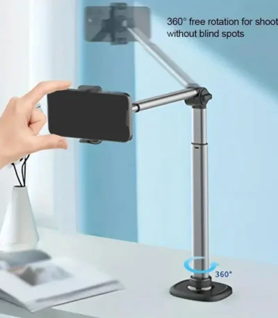 360 Degree Rotating Overhead Mobile Phone Mount Tripod Holder Aluminum Desktop Stand For Vlogging Photography Online 1