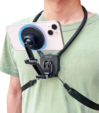 Magnetic POV/Vlog Phone Neck Mount Holder for iPhone 15/14/13/12 Pro Mini/Plus/Pro/Pro Max, Hand Free Chest Stand Video Record 1