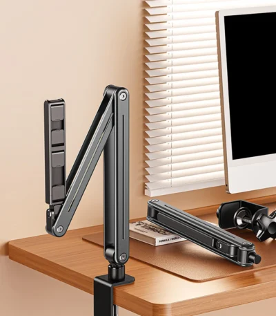 Foldable Bed/Desk Arm Mount Tablet Holder 360° Rotation Adjustable Aluminum Alloy Tablet Stand for IPad iPhone 4-12.9Inch Device 1