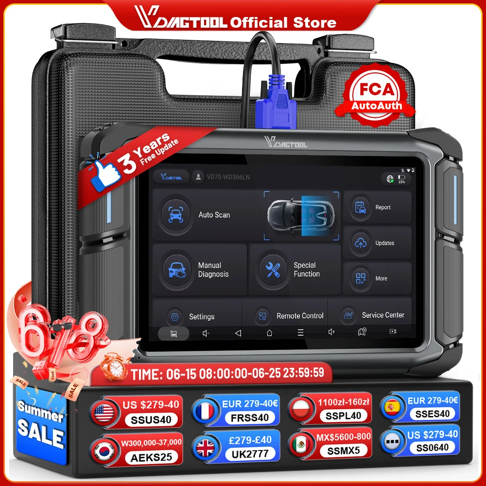 VDIAGTOOL VD70 All Systems Car Diagnostic Tools Key Programmer Automotive Bidirectional Scanner ECU Programming/Coding FCA DOIP VDIAGTOOL VD70 All Systems Car Diagnostic Tools Key Programmer Automotive Bidirectional Scanner ECU Programming/Coding FCA DOIP