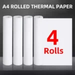 4 rolls of A4 thermal printing paper 210mm semi-gloss paper suitable for office school home use portable printer compatible