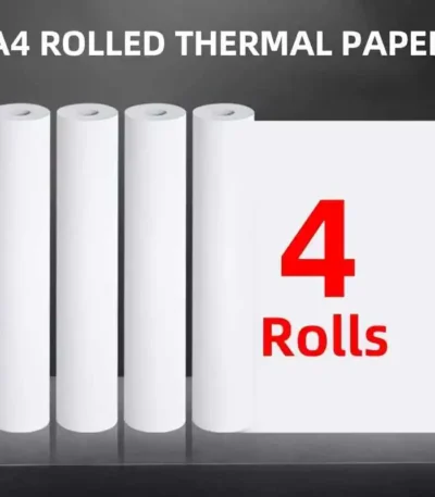 4 rolls of A4 thermal printing paper 210mm semi-gloss paper suitable for office school home use portable printer compatible 1