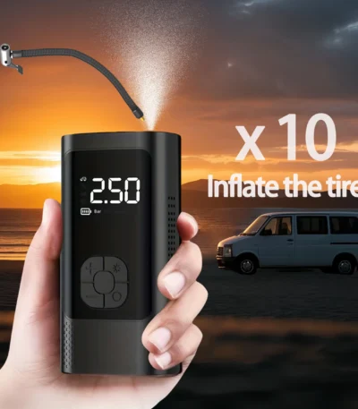 Inflatable Pump Portable Handheld 2 power supply modes and 4 preset air pressures Digital Display Car Motorcycle Tire 1
