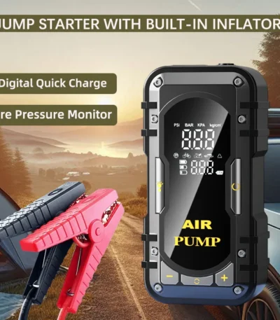 6000A 14.8V Portable Jump Starter & Air Compressor Combo | 150PSI Auto Stop Tire Inflator | Smart Cable for Car, Truck, Motorcyc 1