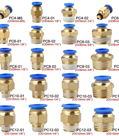 50/200PCS Pneumatic Air Connector Fitting PC 4mm 6mm 8mm 10mm 12 Thread 1/8" 1/4" 3/8" 1/2" Hose Fittings Pipe Quick Connectors 1