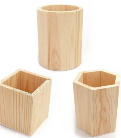 Wooden Pen Storage Box Pencil Pot DIY Office Organizer Desktop Pen Holder Makeup Brush Container Home Office Stationery Supplies 1