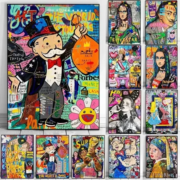 Modern Graffiti Aesthetic Wall Art Banksy Pop Portrait HD Canvas Poster Prints Home Bedroom Living Room Decor Gift