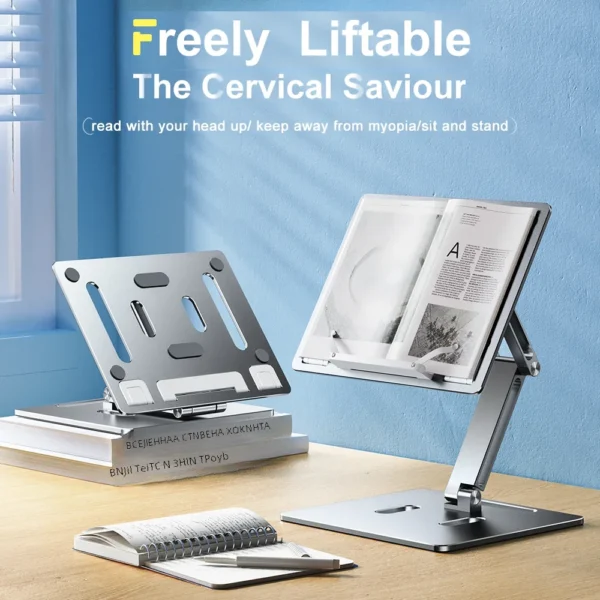 Oatsbasf Aluminum Laptop Stand Free Lift Height Multi-Angle Adjustable Reading Desk with Foldable Base Notebook Desktop Holder