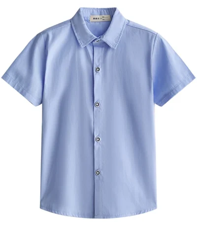 Children's White Shirt Boys' Short Sleeves Middle School Student Blue Tops Summer Performance Graduation Primary School Uniforms 1