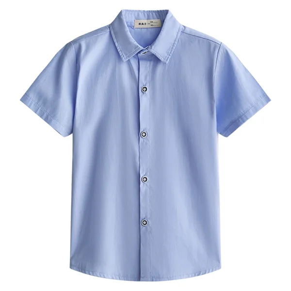 Children’s White Shirt Boys’ Short Sleeves Middle School Student Blue Tops Summer Performance Graduation Primary School Uniforms