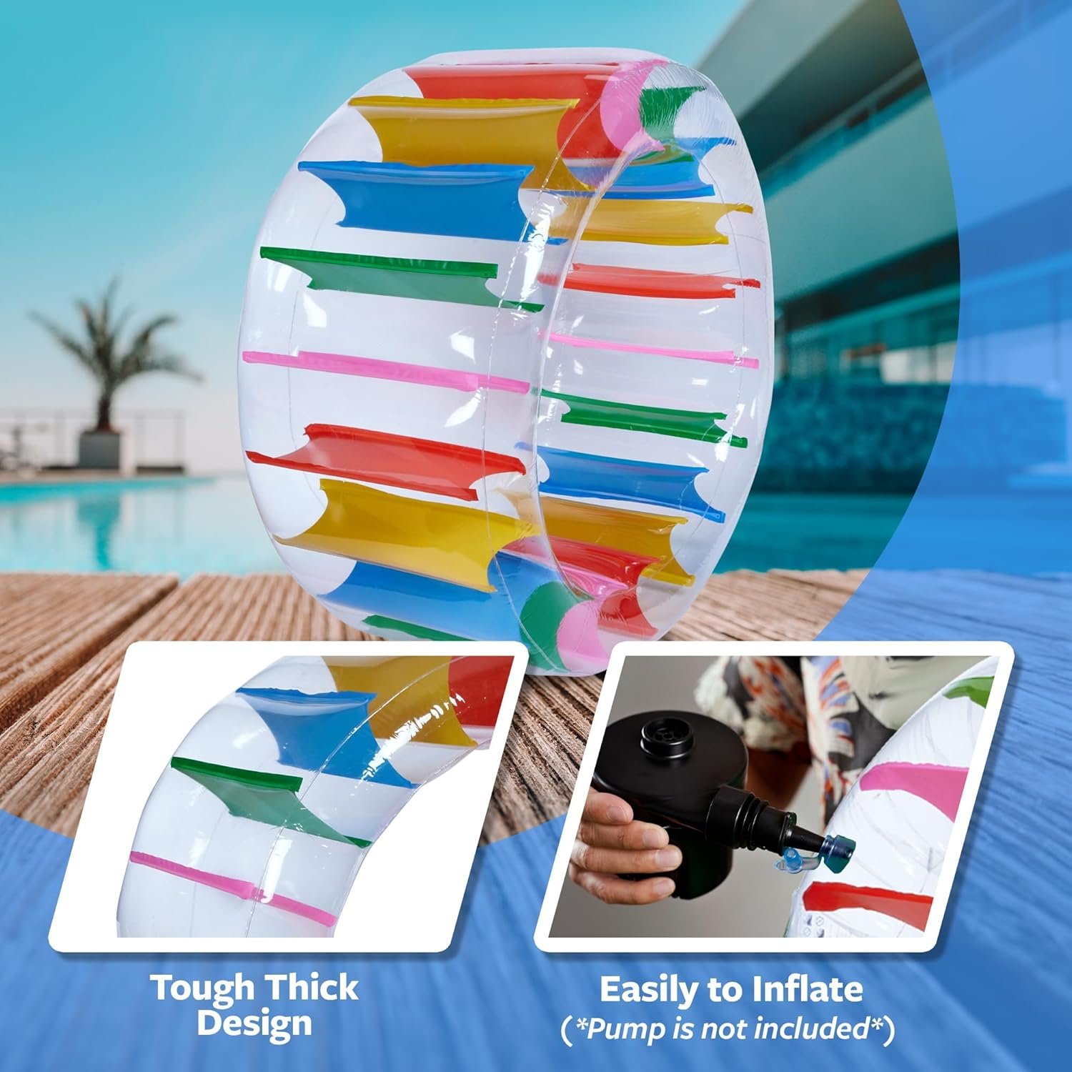 1749381024 giant inflatable wheel roller 43 colorful water wheel swimming pool roller toy rolling on the lawn giant colorful pool toy water toy for beach human hamster wheel indoor outdoor fun toys.jpg