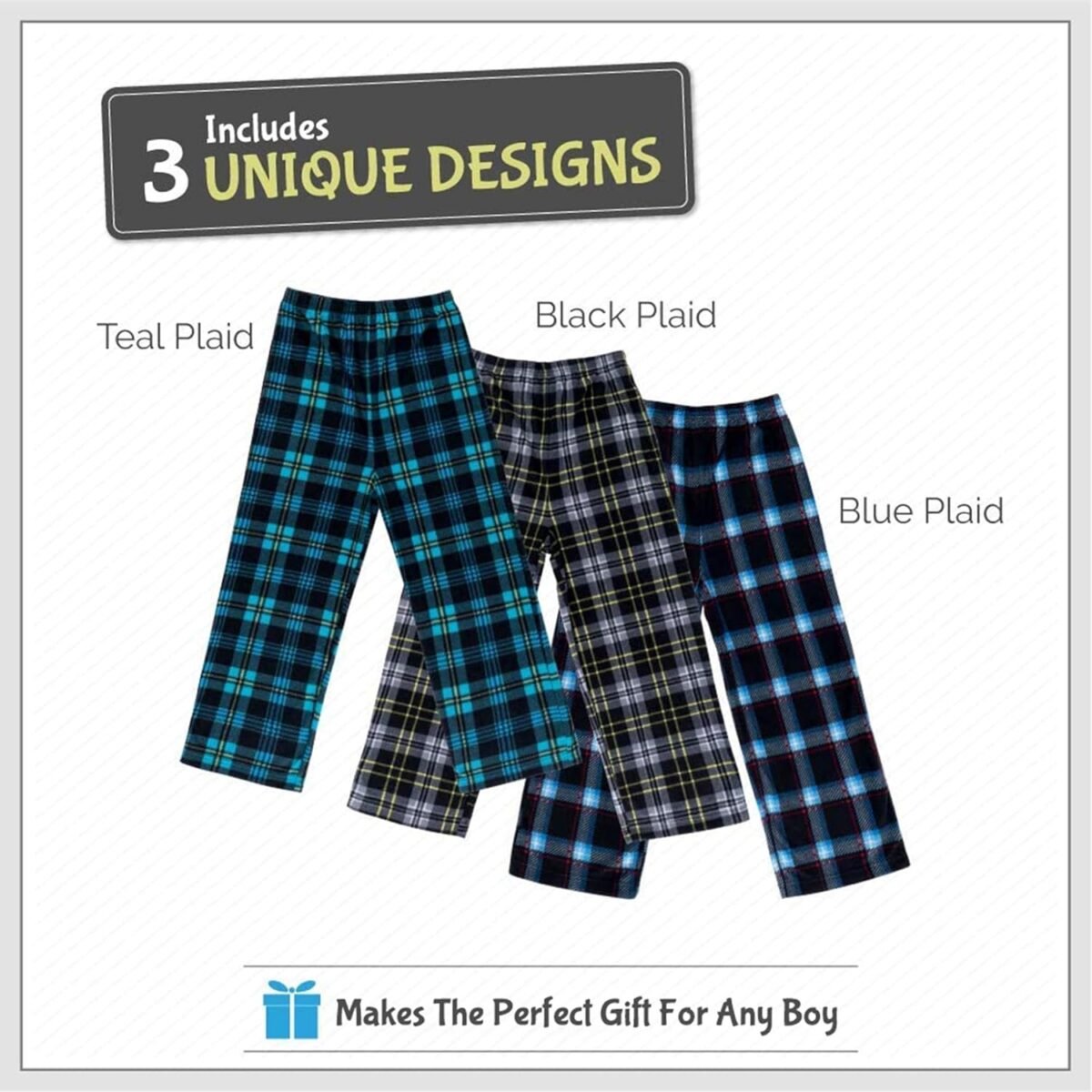 1749391747 mad dog concepts boys pajama pants soft micro fleece pj bottoms for kids printed plaid design boys sleepwear size 6–20 3pk.jpg