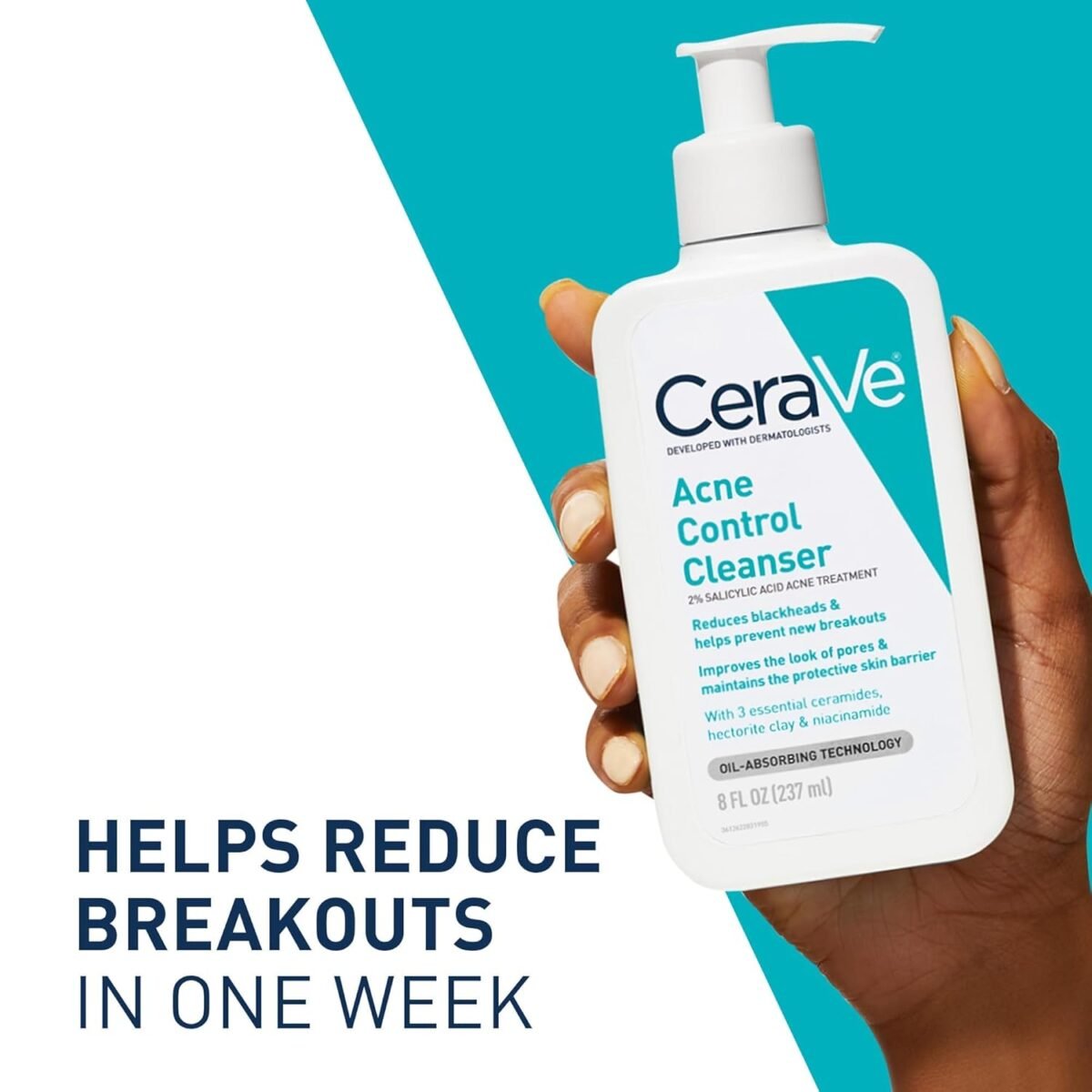 1749410923 cerave acne treatment face wash salicylic acid cleanser with purifying clay niacinamide and ceramides pore control and blackhead remover 8 ounce.jpg