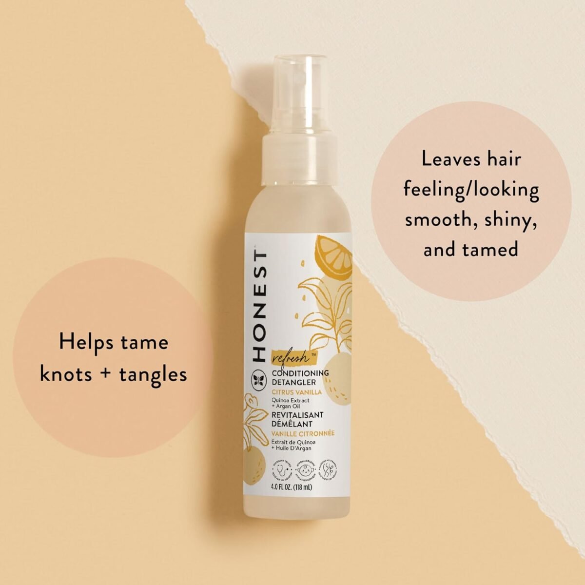 1749410994 the honest company conditioning hair detangler leave in conditioner fortifying spray tear free cruelty free hypoallergenic citrus vanilla refresh 4 fl oz.jpg