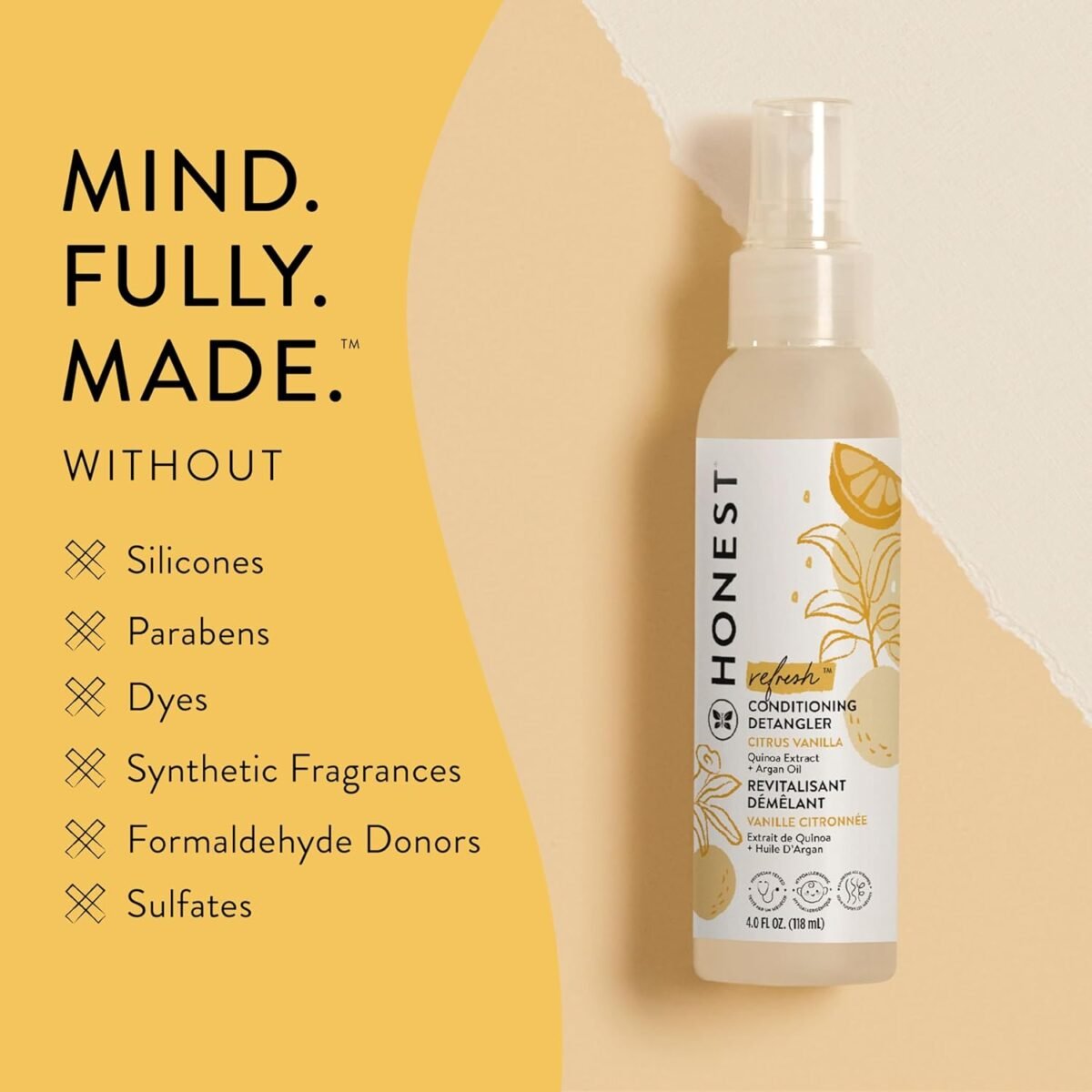 1749410996 the honest company conditioning hair detangler leave in conditioner fortifying spray tear free cruelty free hypoallergenic citrus vanilla refresh 4 fl oz.jpg