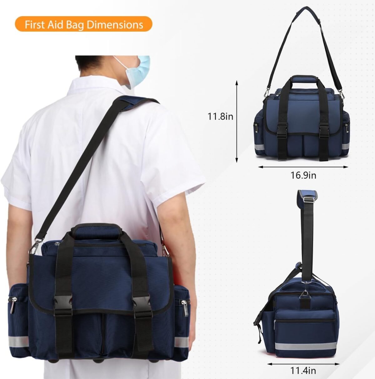 1749412663 medical bag professional empty first responder bag 17 x 12 x 11 emt trauma first aid carrier for paramedics and emergency medical supplies kit lightweight and durable.jpg