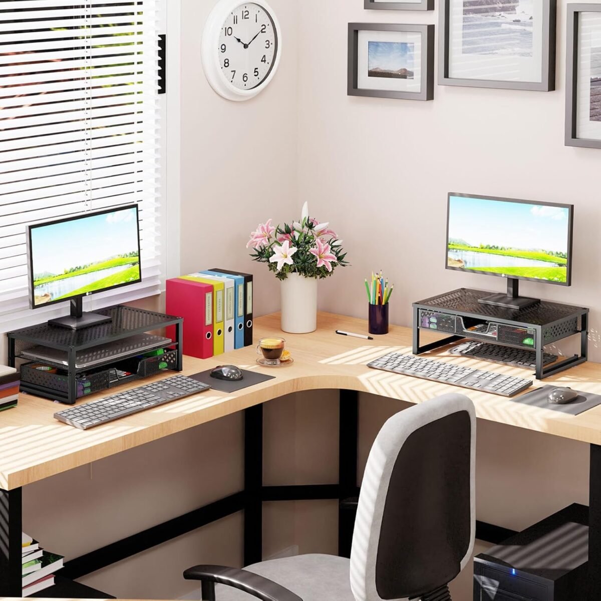 1749423099 simple trending metal monitor stand riser and computer desk organizer with drawer for laptop computer imac black.jpg