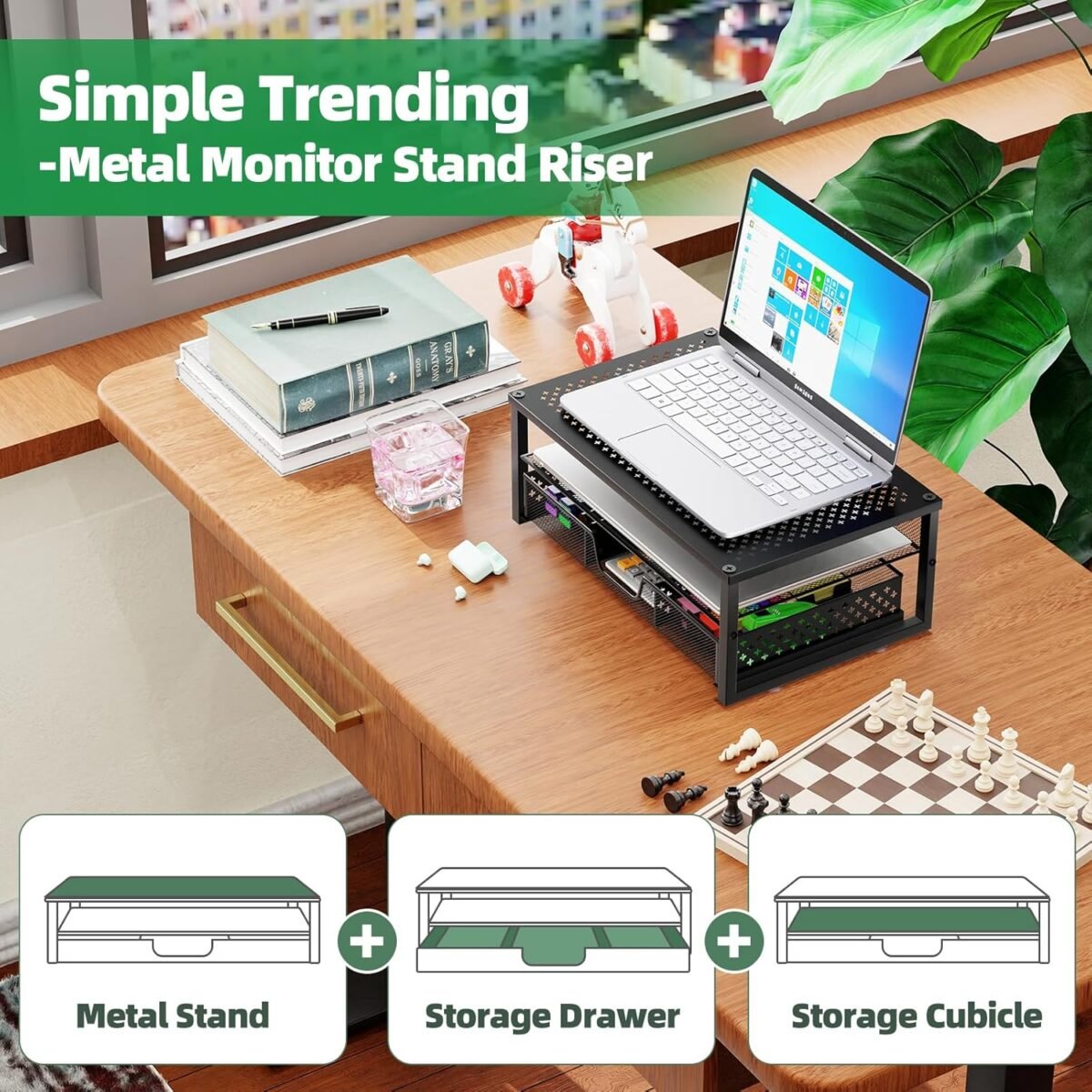 1749423100 simple trending metal monitor stand riser and computer desk organizer with drawer for laptop computer imac black.jpg