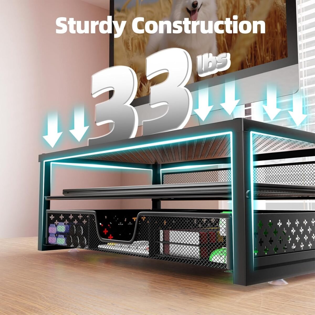 1749423102 simple trending metal monitor stand riser and computer desk organizer with drawer for laptop computer imac black.jpg