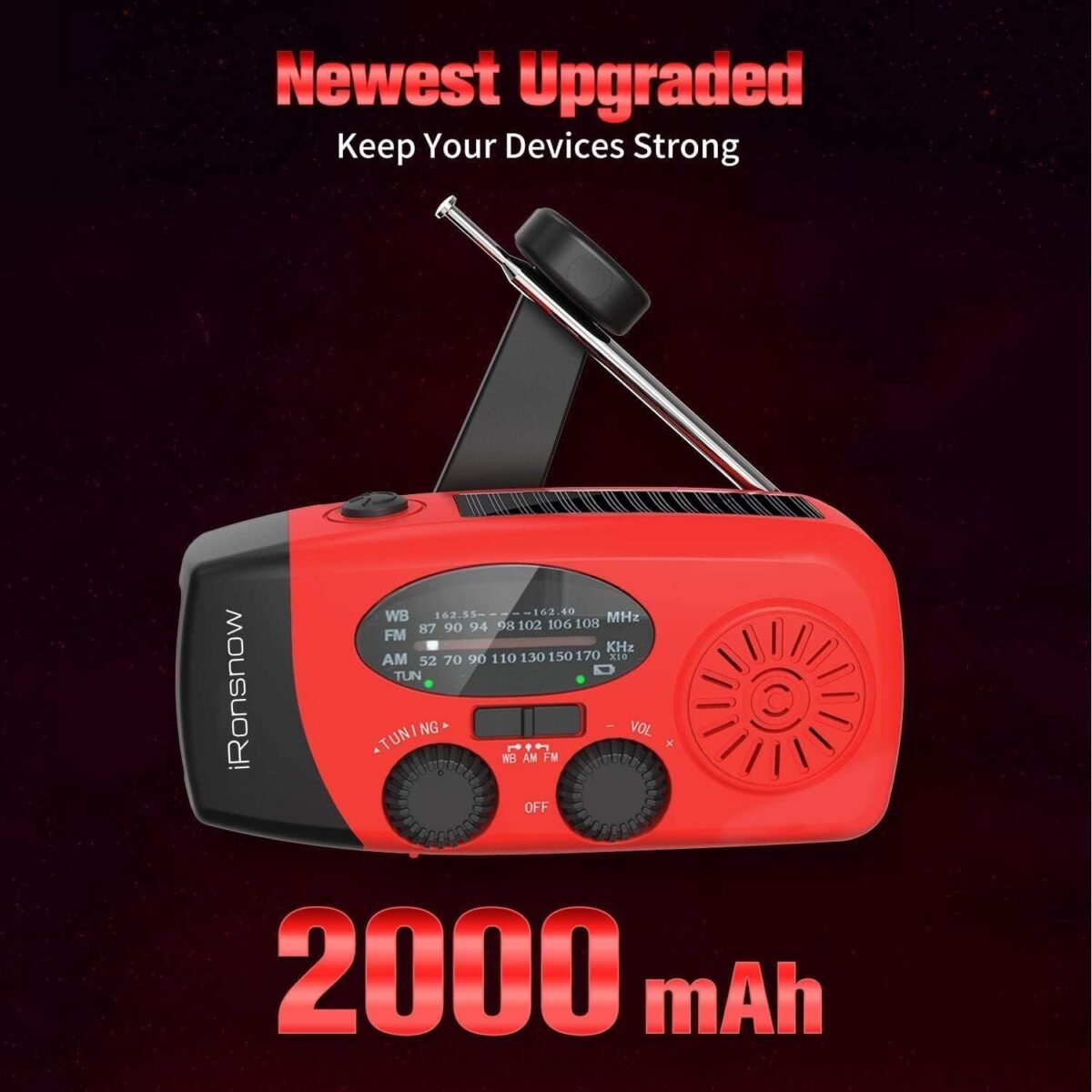 1749425638 solar emergency hand crank weather radio portable self powered noaa amfm radios with sos alarm led flashlight 2000mah smart phone usb charger for camping red.jpg