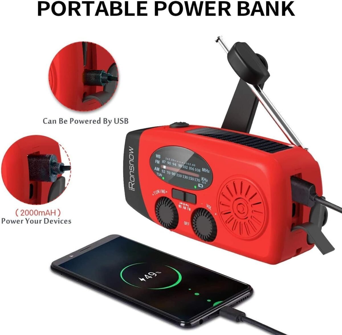1749425640 solar emergency hand crank weather radio portable self powered noaa amfm radios with sos alarm led flashlight 2000mah smart phone usb charger for camping red.jpg