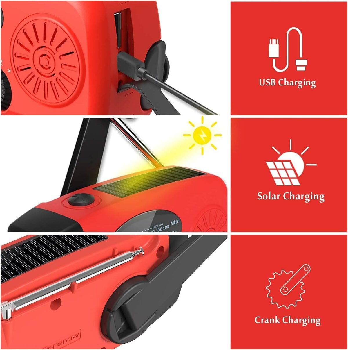 1749425643 solar emergency hand crank weather radio portable self powered noaa amfm radios with sos alarm led flashlight 2000mah smart phone usb charger for camping red.jpg