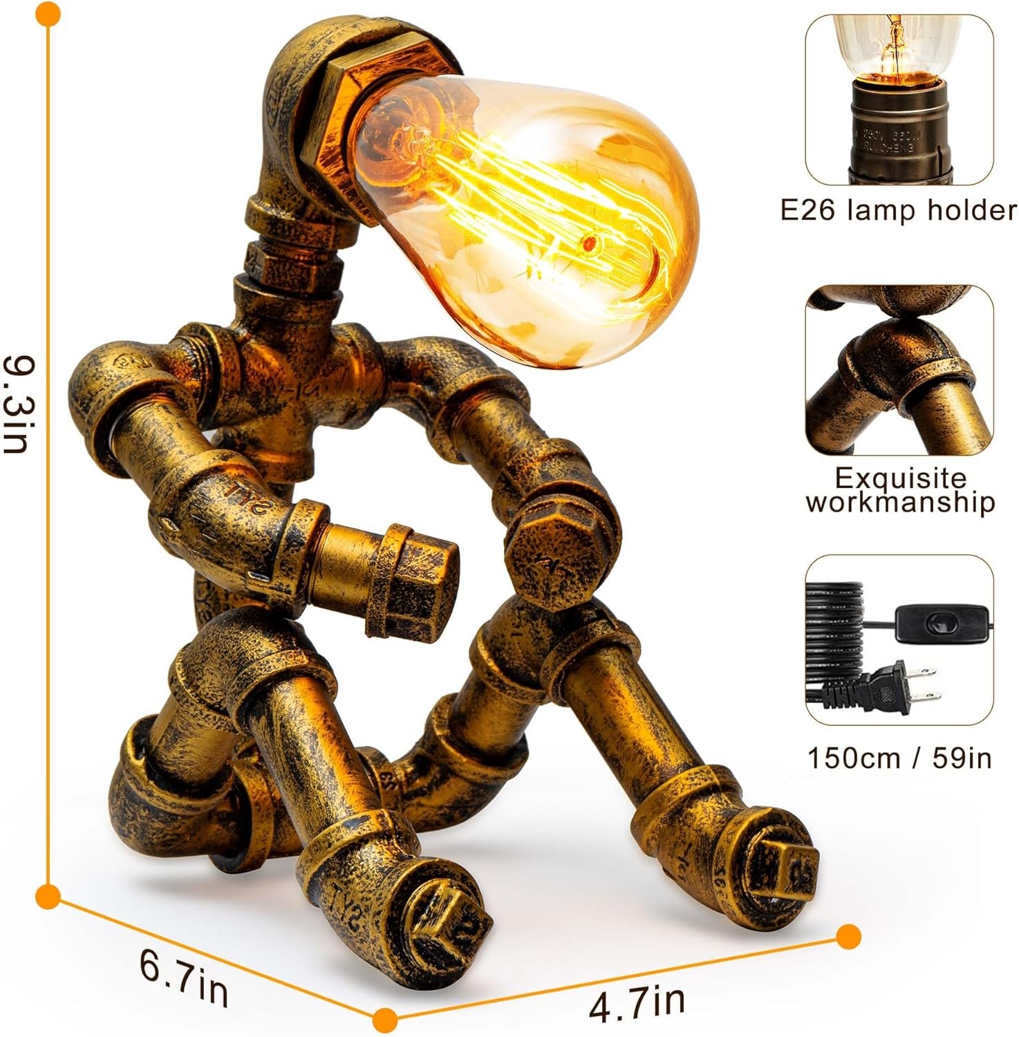 1749438860 steampunk table lamp vintage industrial metal robot table lamp water pipe table lamp robot style desktop light for bedside desk bar cafe desktop room decoration not included bulb.jpg