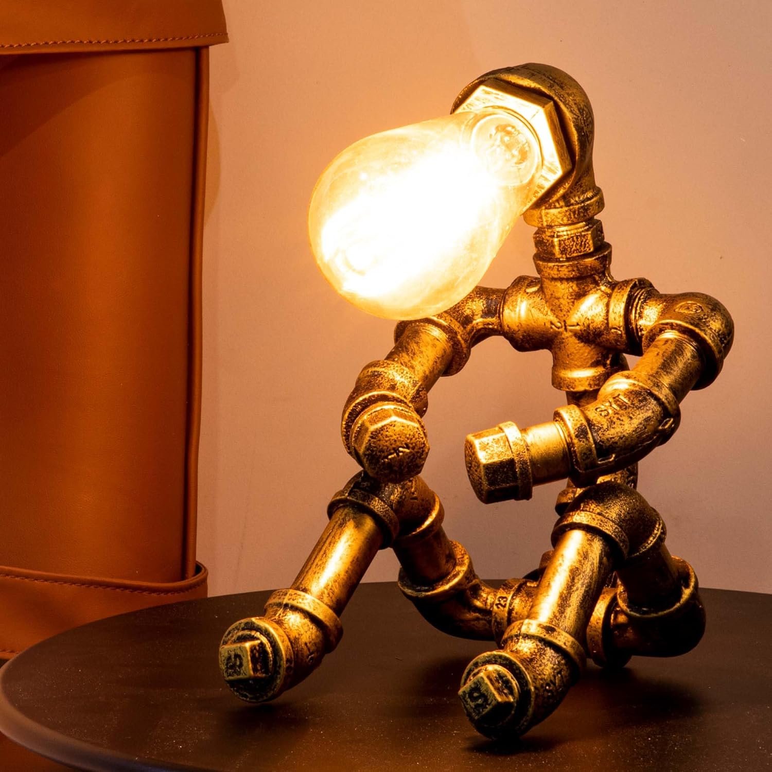 1749438864 steampunk table lamp vintage industrial metal robot table lamp water pipe table lamp robot style desktop light for bedside desk bar cafe desktop room decoration not included bulb.jpg