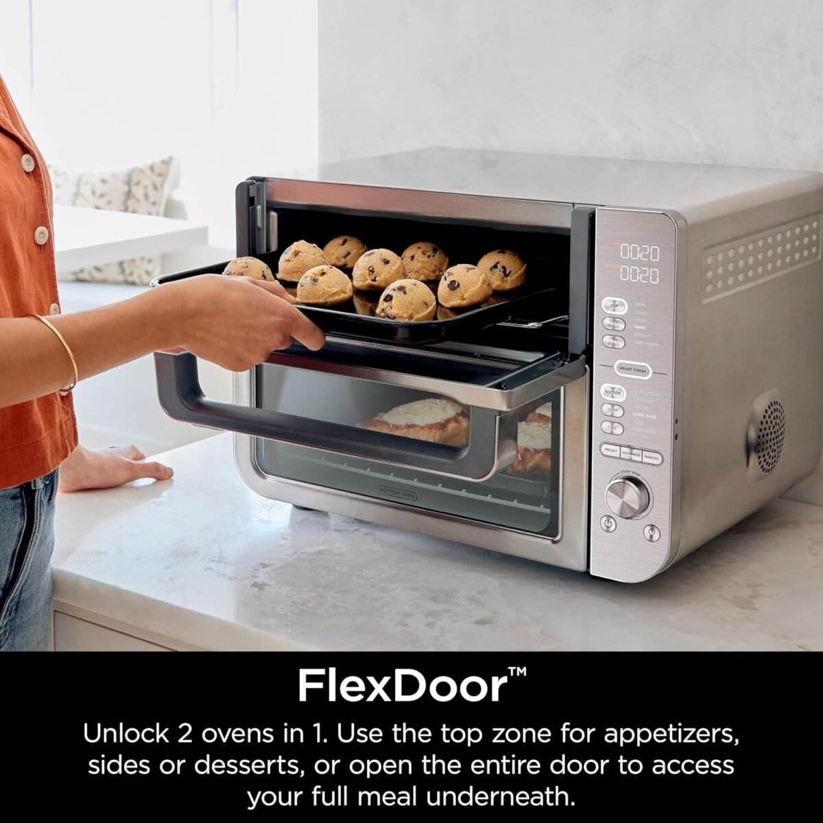 1749465636 ninja countertop oven double stack xl air fryer with pro cook system 12 in 1 flexdoor flavorseal smart finish with dualzone technology air fryer bake broil reheat stainless steel dct651.jpg
