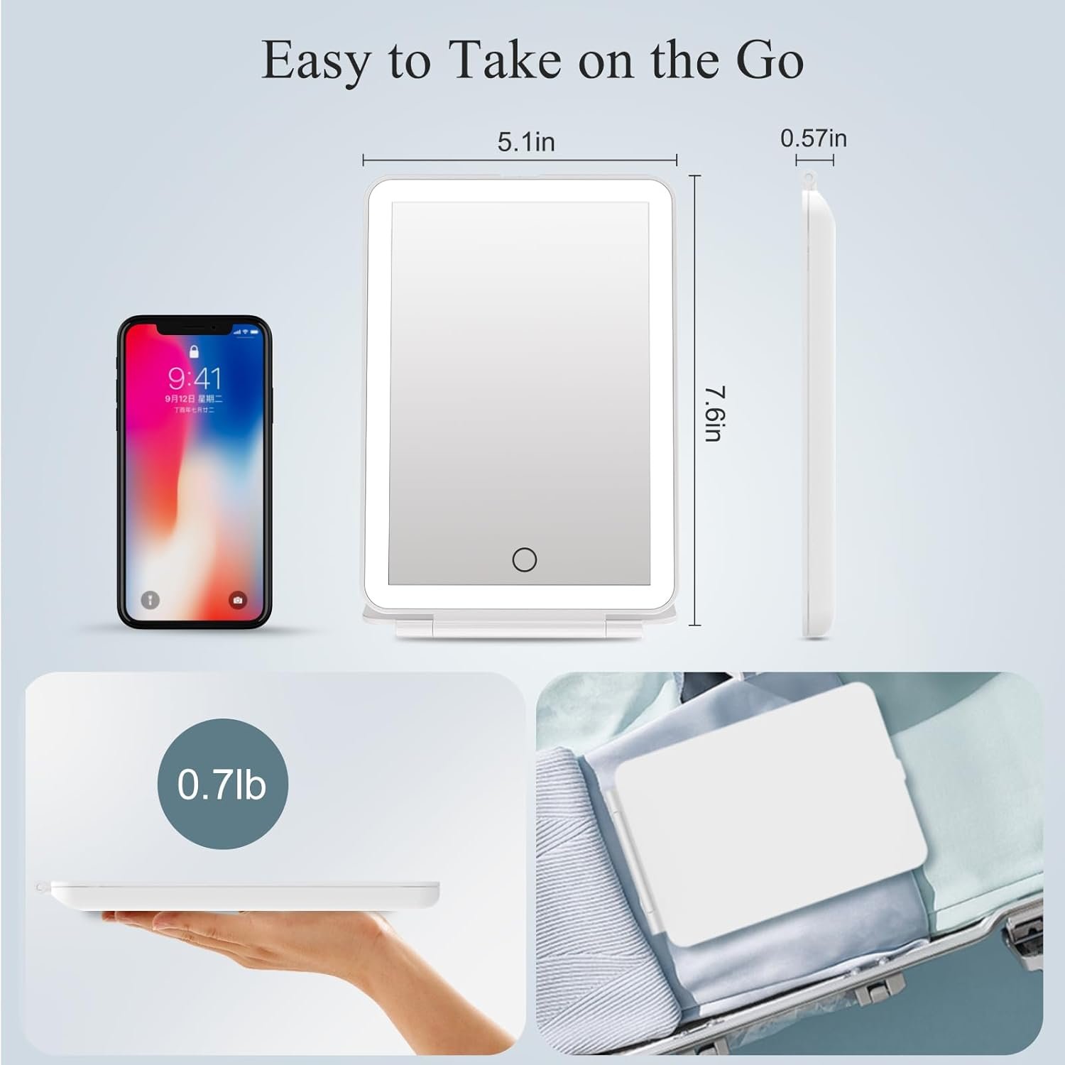 1749470873 funtouch rechargeable travel makeup mirror with 72 led lights portable lighted beauty mirror 3 color lighting dimmable touch screen tabletop led folding cosmetic vanity mirror.jpg