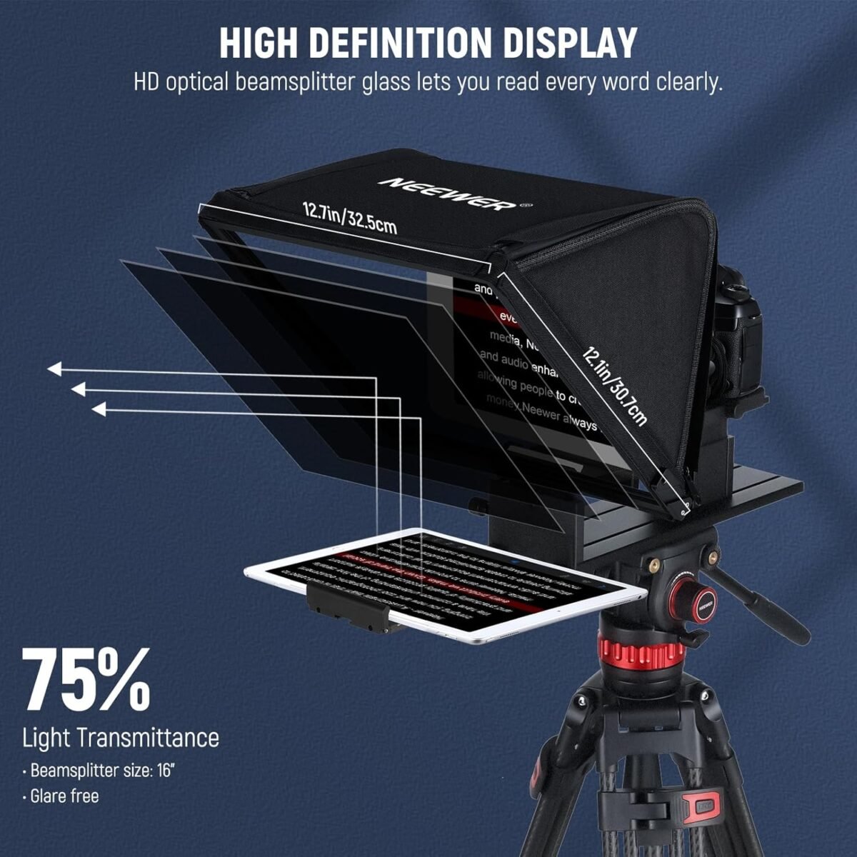 1749510153 neewer teleprompter x16 with rt113 remote app control 16 beamsplitter aluminum alloy foldable design qr plate compatible with 501pl ipad android tablet camera camcorder up to 44lb20kg.jpg