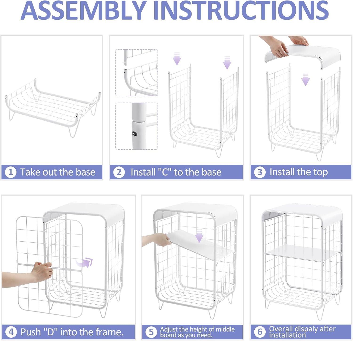 1749552932 apexchaser cute nightstandmetal side table3 tier end table with storagevintage bedside tablegirls bedroom furniturecoffee table for living roombedroomdormwhite.jpg