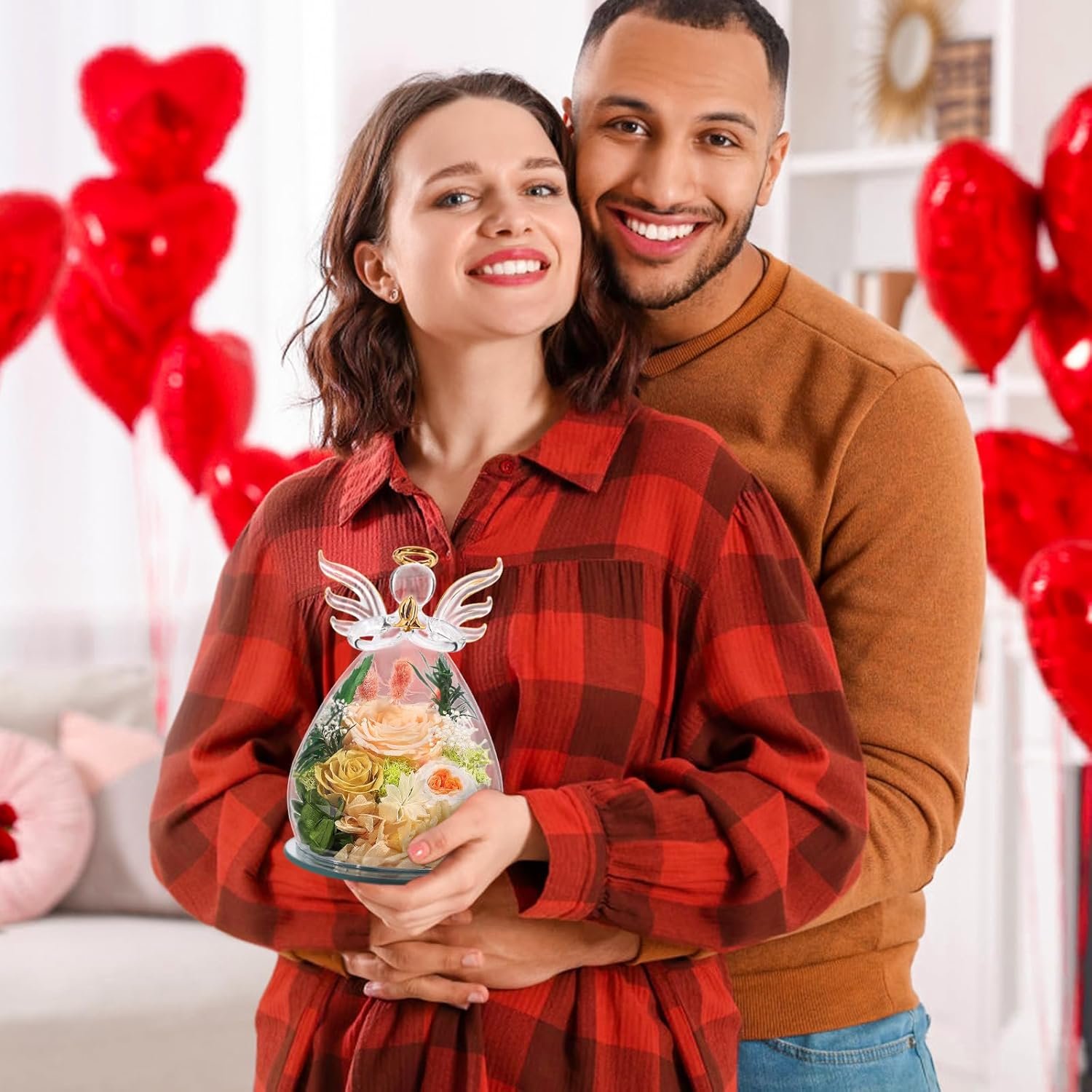 1749552988 gifts for women birthday preserved rose forever flower in glass angel figurines fresh flowers for delivery prime for mom real colorful roses for grandma sister wife her from daughter.jpg