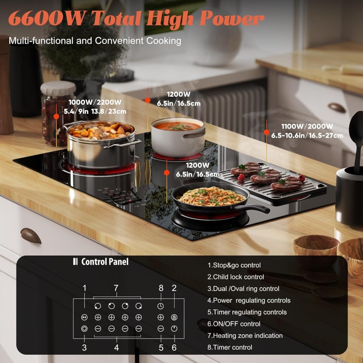 1749578383 4 burner electric cooktop built in 30 inch electric stove top 6600w ceramic stove top with expanded zone touch control child lock timer pause control 220v 240v hard wire no plug.jpg