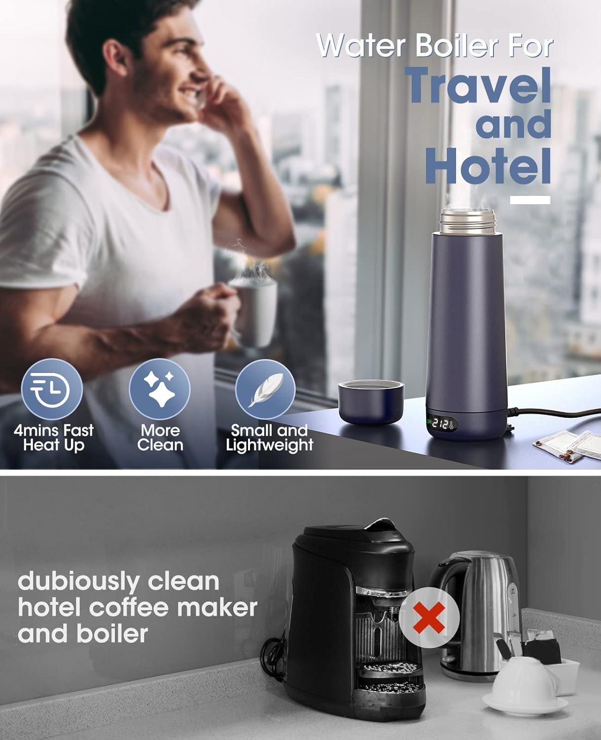 1749600436 travel kettle dual voltage portable electric kettle 110v 220v 240v smart small water boiler for tea coffee 316 stainless steel 6 temperature control and lcd display for global use 370ml.jpg