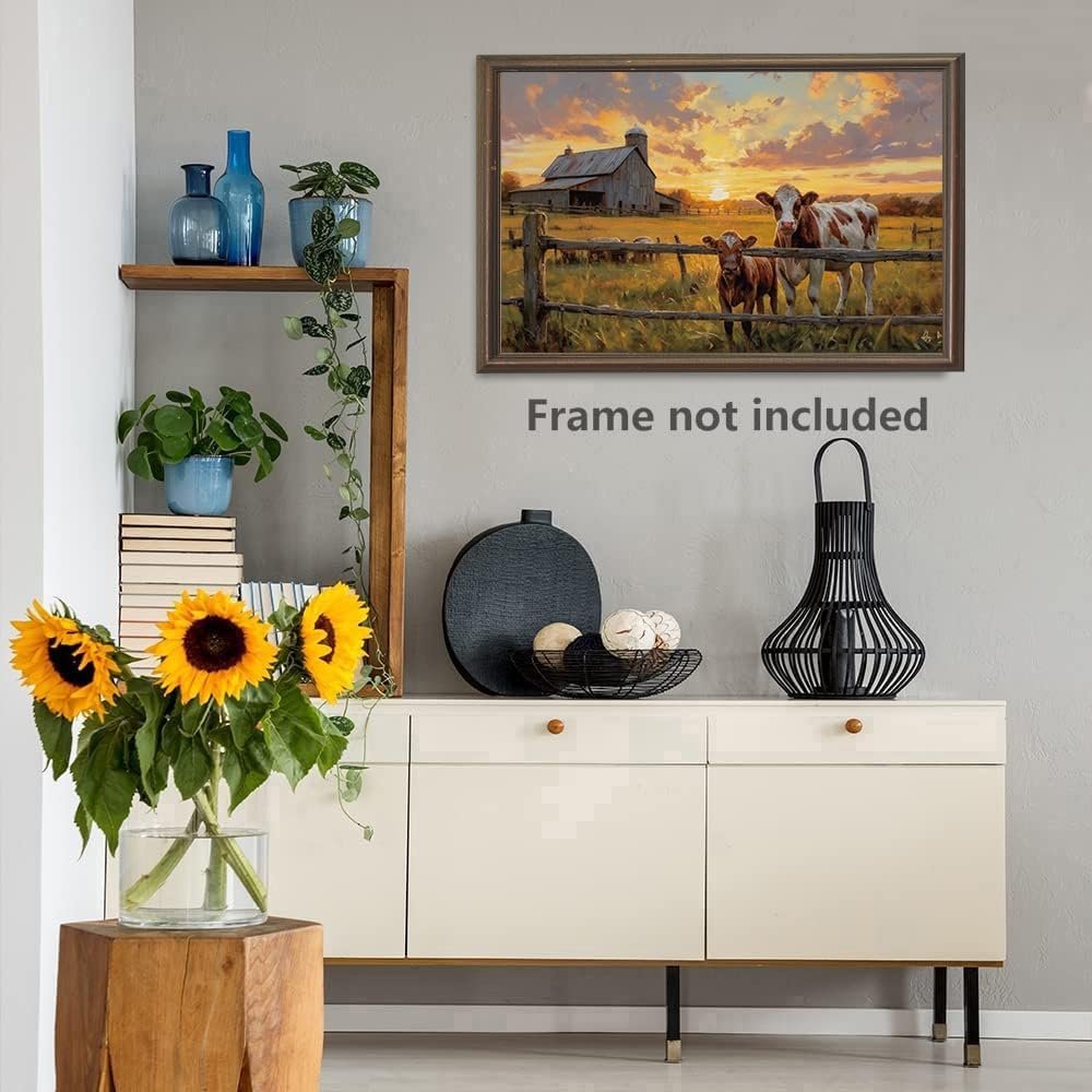 1749617550 ertoska rustic farm landscape wall art barn cows sunset scene canvas print vintage country farmhouse decor 16x24 inches unframed.jpg