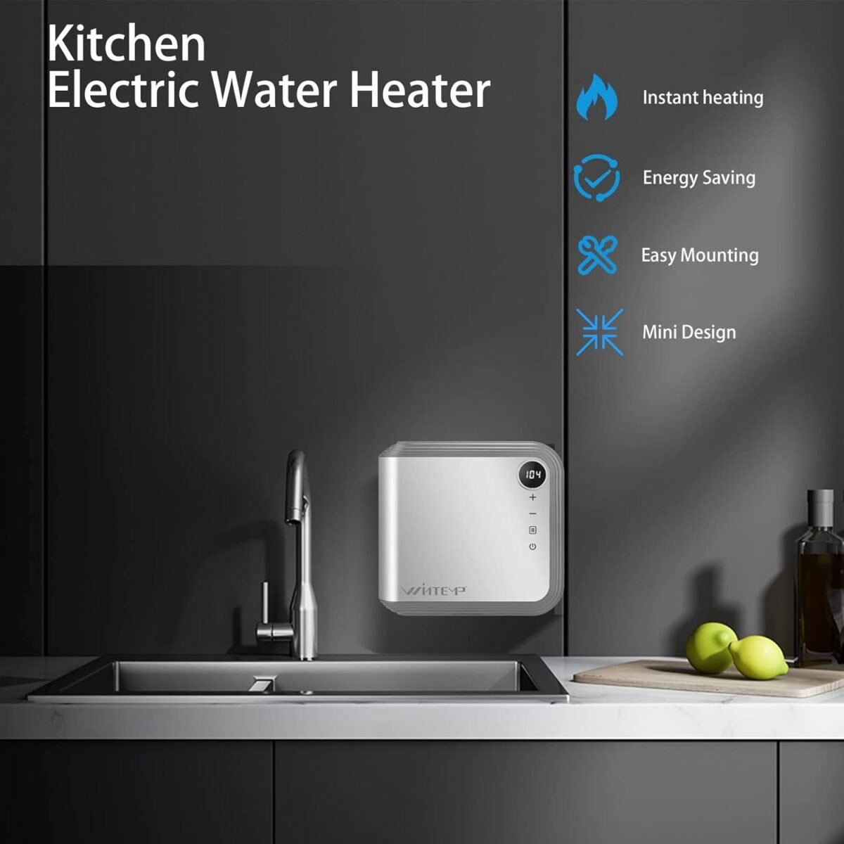 1749625872 tankless water heater electric 3.5kw 110120v designed to provide hot water on demand without the need for a storage tank use a self adjusting rotatable digital display silver etl.jpg