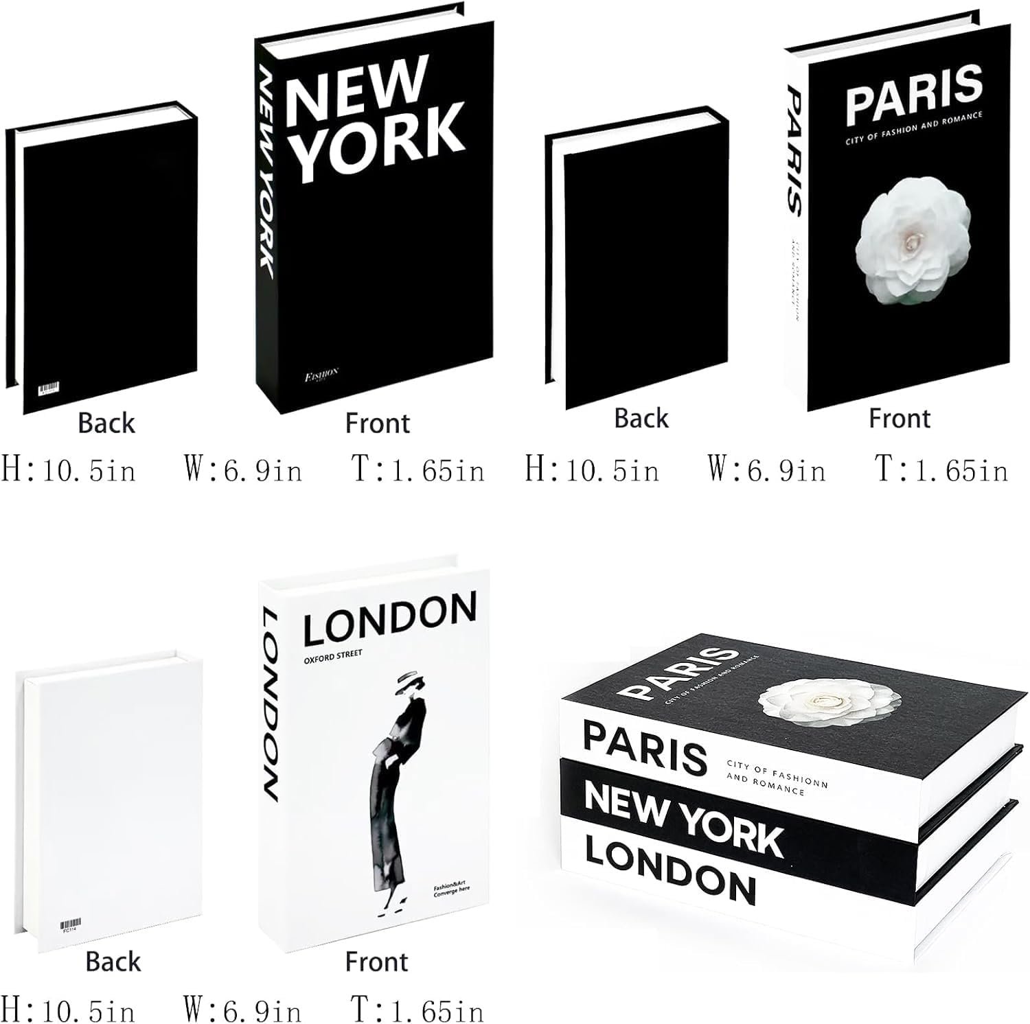 1749628479 decorative books for coffee table decor3 pieces stylish fake books of room decor aestheticfor home decorstacked book decor shelfentrywayconsole tablefireplace mantel decorblack and white.jpg