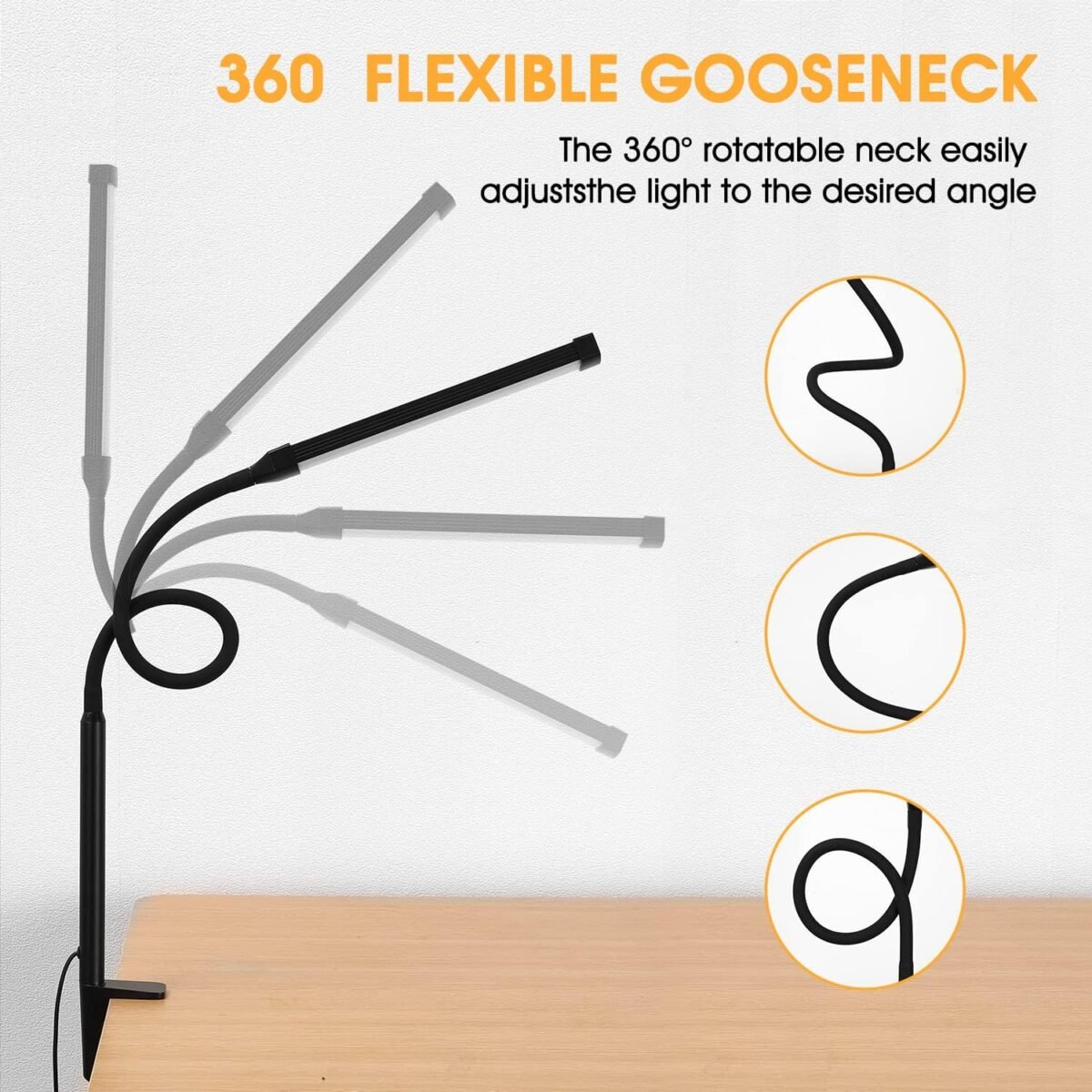 1749633195 led desk lamp with clamp eye caring clip on lights for home office 3 modes 10 brightness long flexible gooseneck metal swing arm architect task table lamps with usb adapter black.jpg