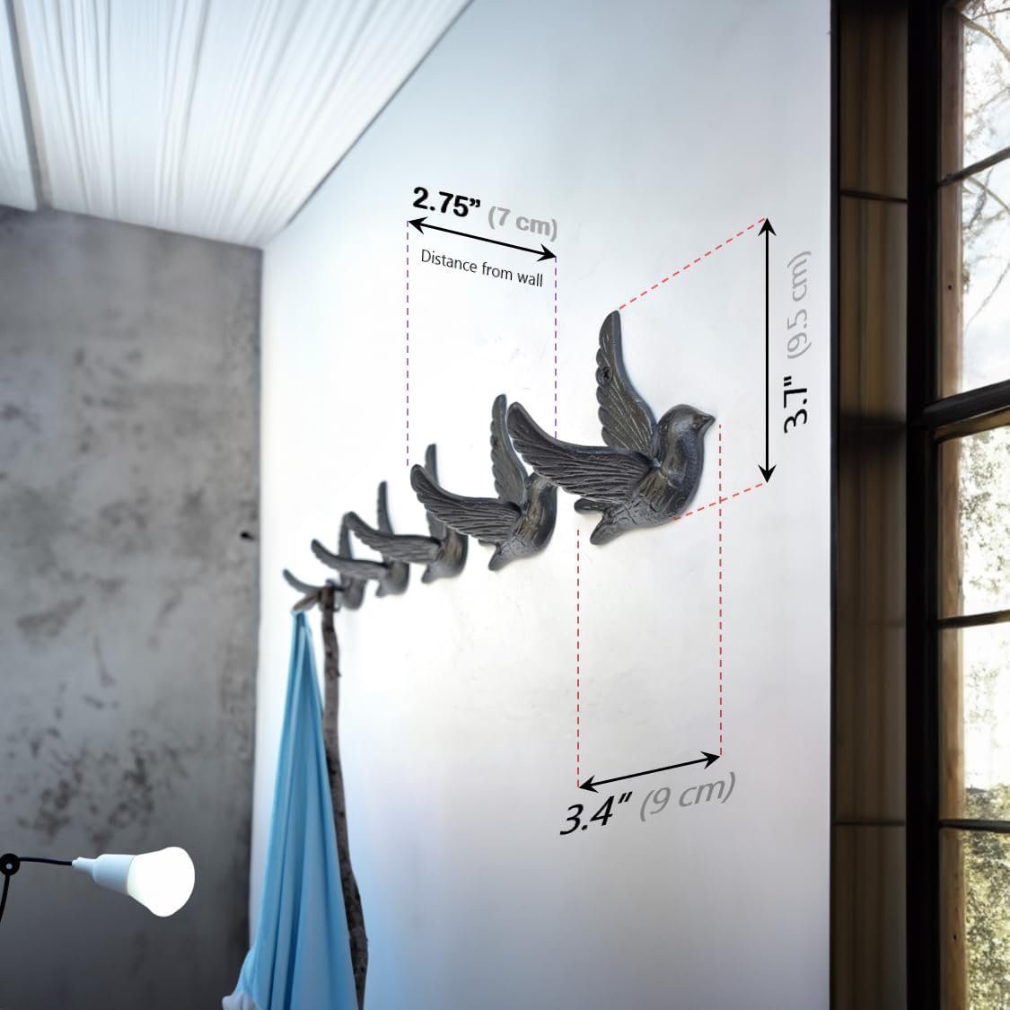 1749637599 ambipolar 5 pack bird flying style coat hooks vintage black hooks for coats hats and more sturdy cast iron construction rustic farmhouse theme easy installation versatile and durable.jpg