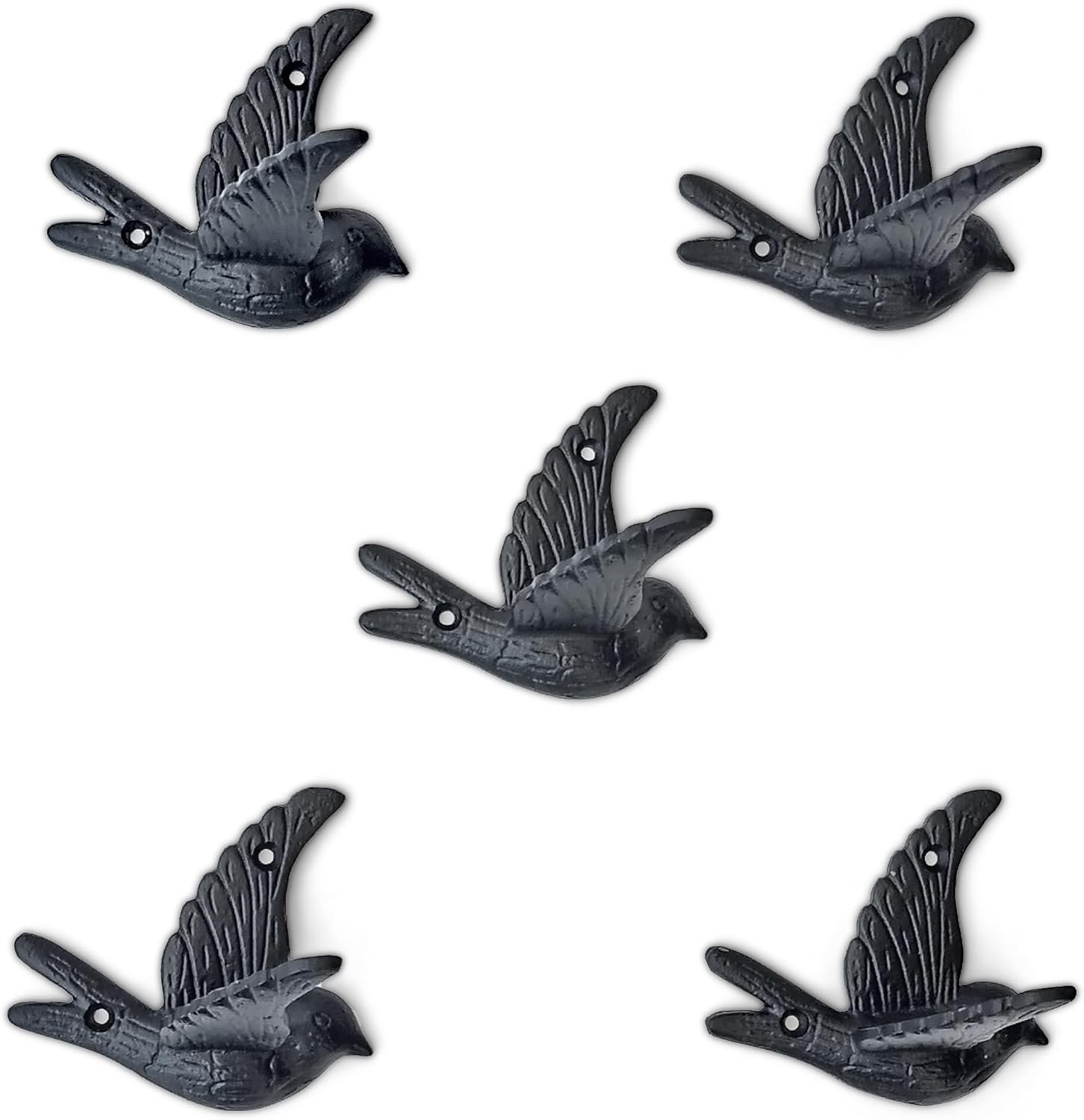 1749637601 ambipolar 5 pack bird flying style coat hooks vintage black hooks for coats hats and more sturdy cast iron construction rustic farmhouse theme easy installation versatile and durable.jpg