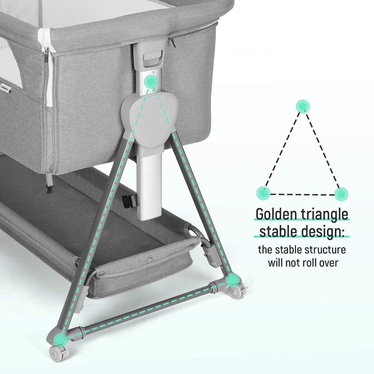 1749798828 cowiewie bassinet bedside sleeper baby bassinet with 7 adjustable height bedside bassinets for baby with breathable mesh sides mattress xl storage easy folding crib pyramid light gray.jpg