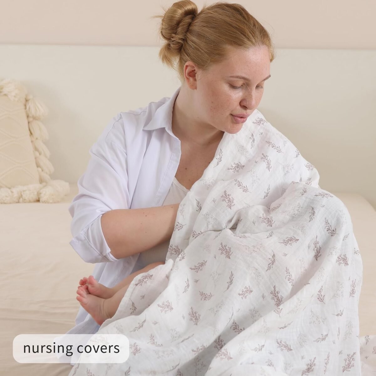 1749798896 muslin swaddle blankets for boys and girls soft cotton baby swaddle blankets for unisex 47 x 47 inches muslin swaddles 4 pack leaves warmth colors.jpg