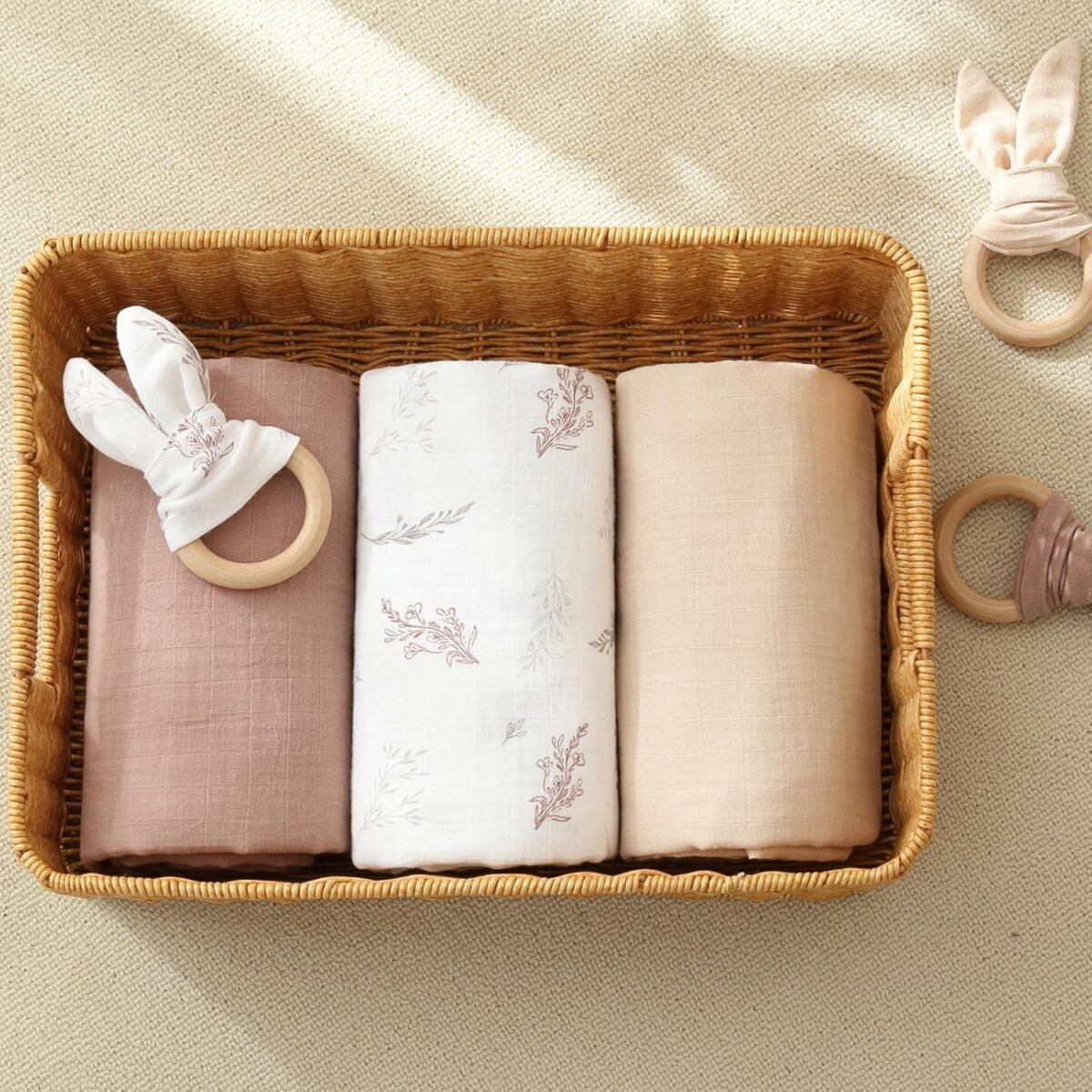 1749798899 muslin swaddle blankets for boys and girls soft cotton baby swaddle blankets for unisex 47 x 47 inches muslin swaddles 4 pack leaves warmth colors.jpg