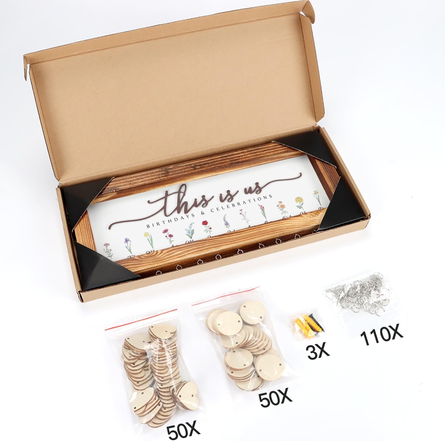 1749812978 toarti vintage family birthday calendar wall hanging with 100pcs wood tags16x6 rustic framed birthday anniversary reminder board diy birthday tracker plaque gift for friendmothergrandma.jpg