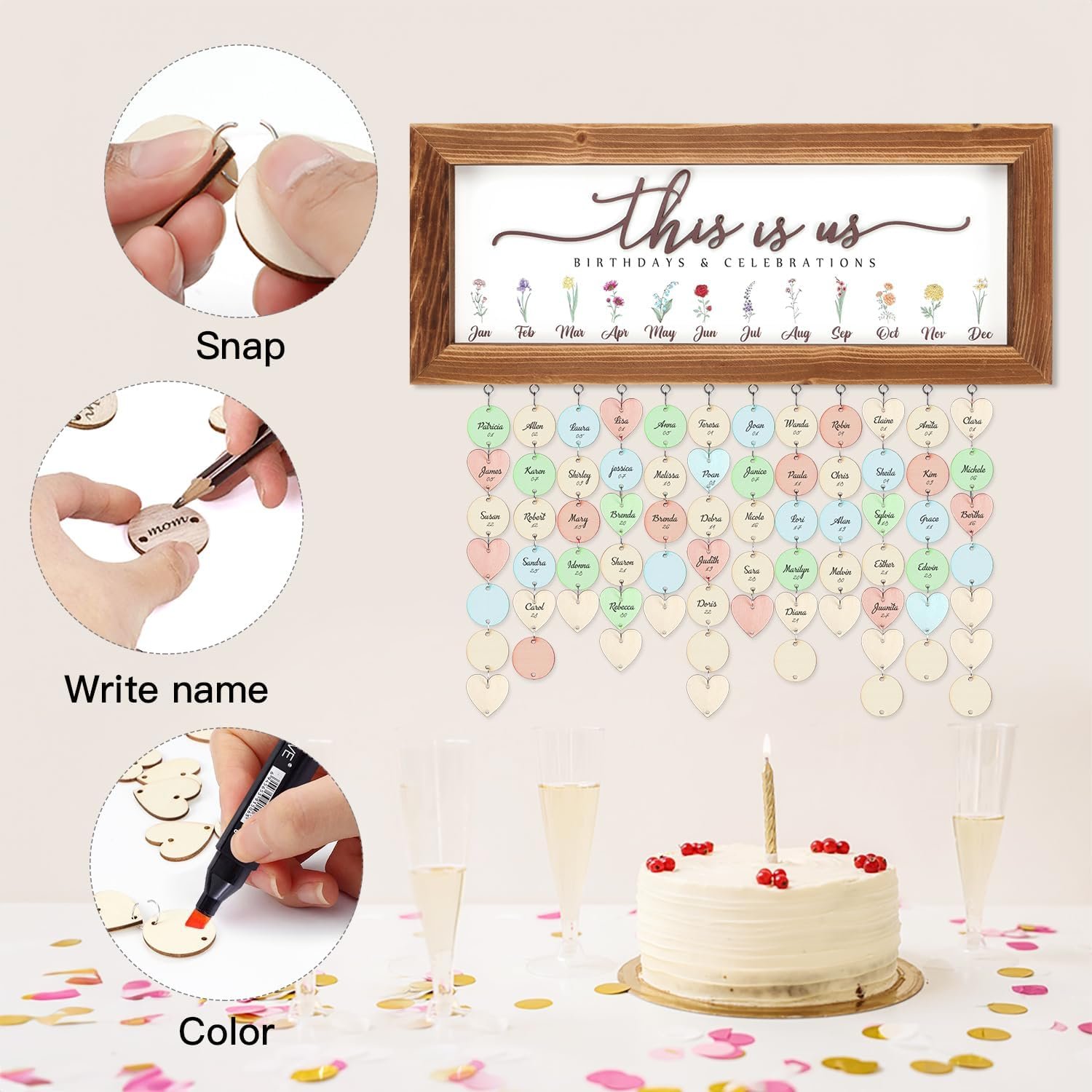 1749812983 toarti vintage family birthday calendar wall hanging with 100pcs wood tags16x6 rustic framed birthday anniversary reminder board diy birthday tracker plaque gift for friendmothergrandma.jpg