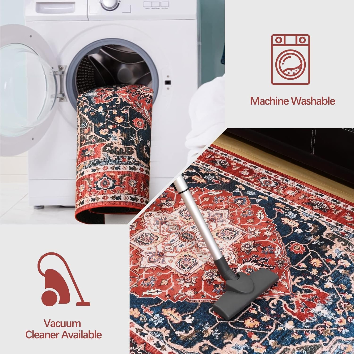 1749813355 yj.gwl area rug for living room 4x6 machine washable boho rug for bedroom low pile lightweight thin rugs floral vintage distress print pattern carpet for dining room red.jpg